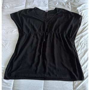 Swimsuit Cover up Black Sheer Womens Pull Over V Neck Merona Size XL Oversized